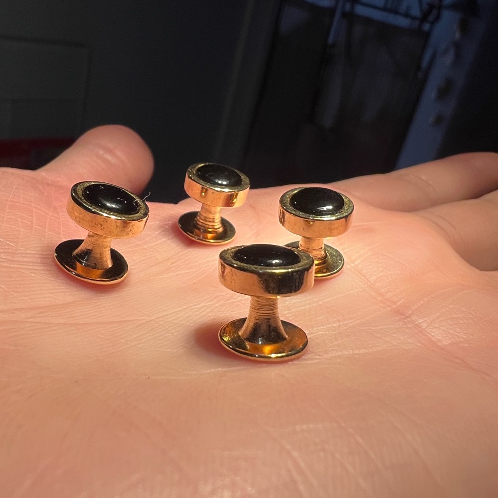 Unique Vintage Gold and Black Cufflinks set of 4
